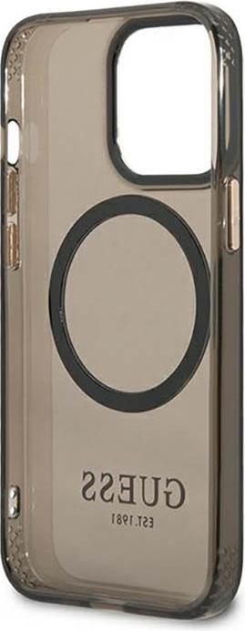 Actual product image Guess GUHMP13XHTCMK iPhone 13 Pro Max 6.7" czarny/black hard case Gold Outline Translucent MagSafe (Apple iPhone 13 Pro Max)