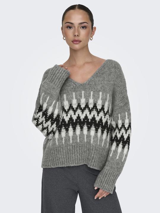 Image du produit JdY Jdydinea L/S Rev V-Neck Jacq Pull Knt (L)
