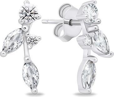 Brilio Silver - Beautiful silver earrings with zircons EA619W