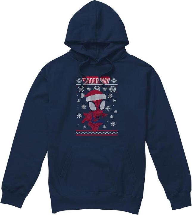 Actual product image Spiderman Mens Snowflake Christmas Sweater Hoodie (M)