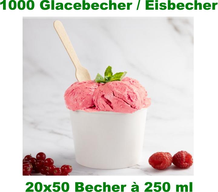 Immagine prodotto Wimex.eu 1000 coppette da gelato in carta kraft bianche 250ml 20x50 pezzi (1000 x)