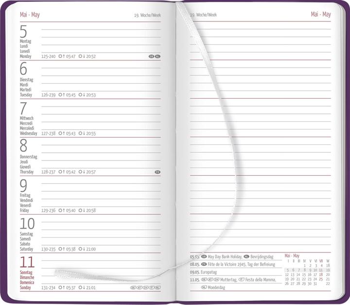 Produktbild Alpha Edition Ladytimer Slim Deluxe Purple 2025 Taschenkalender, 9x15,6cm, Kalender mit 128 (9 x 16 cm, Deutsch)
