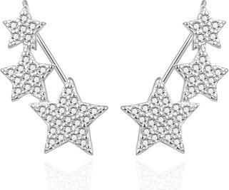 Agato - Long silver earrings Stars AGT-E084VW (Silber)