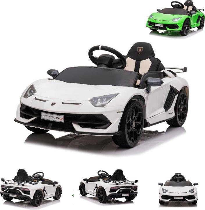 Produktbild Es-toys Kinderfahrzeug weiss - Elektro Auto "Lamborghini Aventador SVJ" - Lizenziert - 12V7AH, 2 Motoren- 2 (12 V)