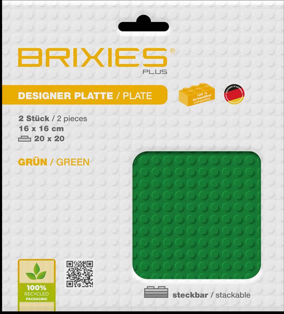 Actual product image Brixies Building board 20x20 Basic double pack green