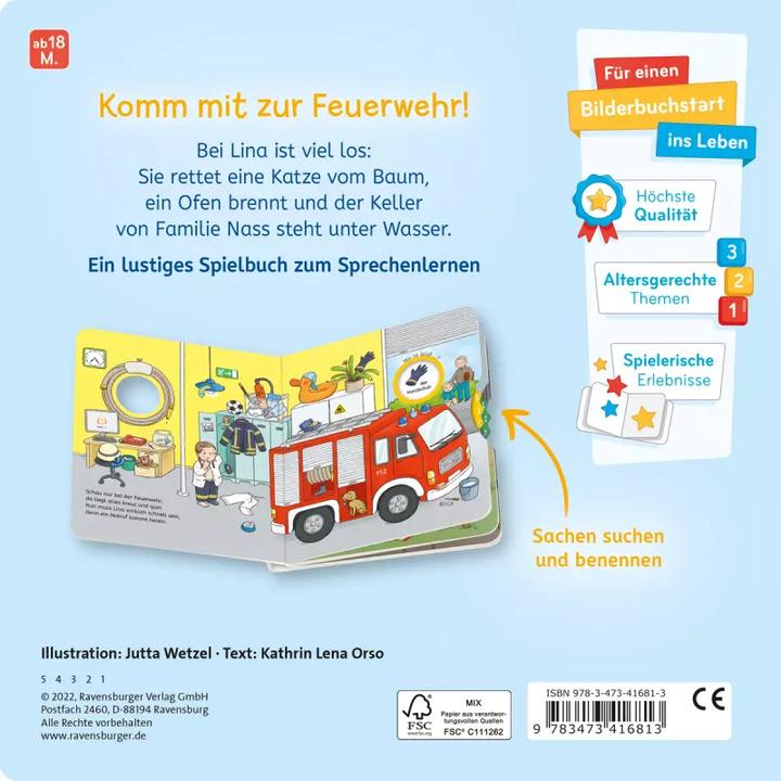 Produktbild Ravensburger Wo ist bloss...? Mein Feuerwehr-Buch zum Sachen suchen (Deutsch, Jutta Wetzel, Kathrin Lena Orso, 2022)