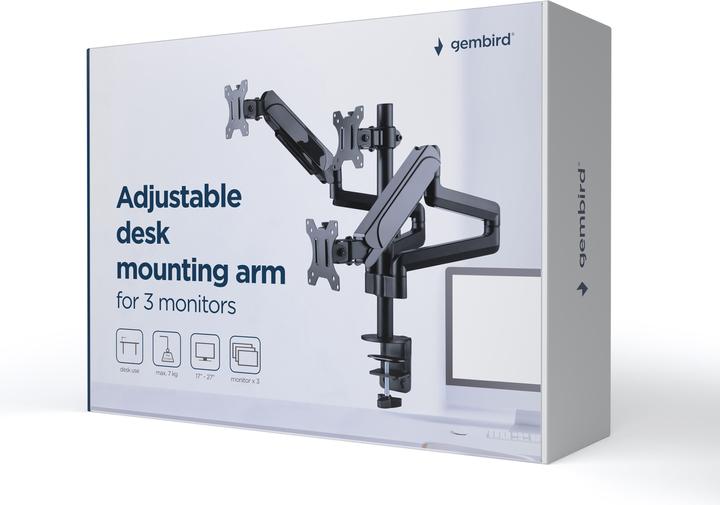 Actual product image Gembird Biurkowe ramię na 3 monitory - regulowane 17-32inch obciążenie do 7kg (Table, 27")