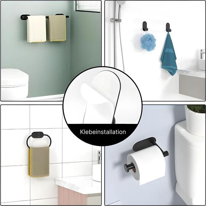 Immagine prodotto Hermex Set di ferramenta da bagno 5 pezzi porta rotolo di carta igienica porta asciugamani ganci da parete