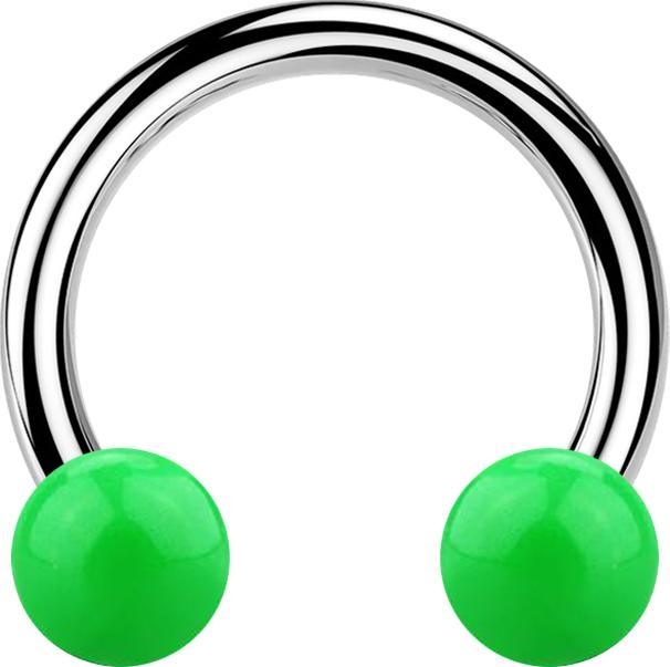Image du produit Star Piercing Micro Circular Barbell argent avec deux boules vertes (sans laiton, Acrylique, Acier chirurgical 316L)
