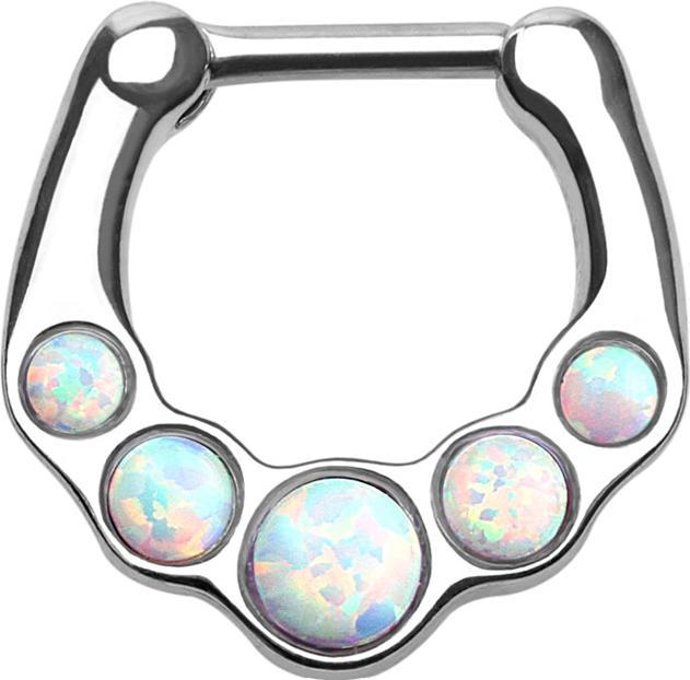 Produktbild Star Piercing Septum mit fünf Opal Kugeln weiss (Messing, Chirurgenstahl 316L)