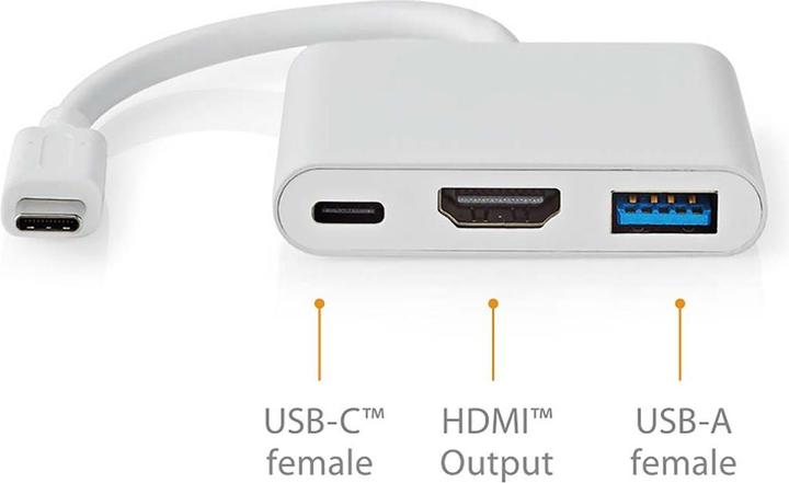 Image du produit Nedis Adaptateur USB multi-ports | USB 3.2 Gen 1 | USB-C™ mâle | Sortie HDMI™ / USB-A femelle / USB-C (USB-C, 3 Ports)
