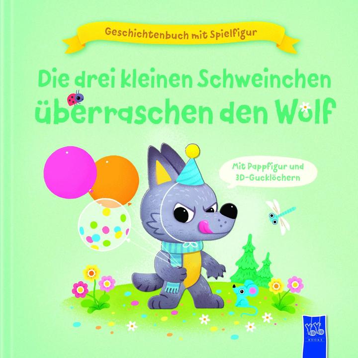Productafbeelding Verhaalboek met speelfiguur - De drie biggetjes verrassen de wolf (Duits)