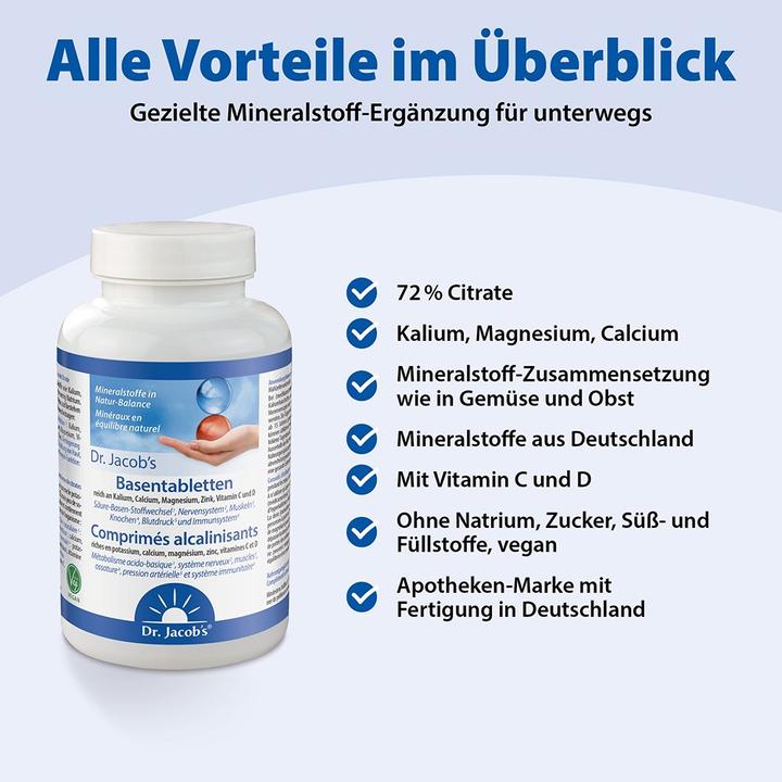 Valeurs nutritives et ingrédients Dr. Jacob's Comprimés de base (250 pièce(s), Cachets, 296 g)