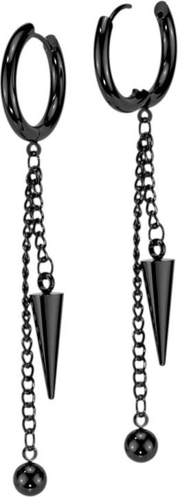 Hollywood Body Jewelry Ohrring schwarz Anhänger Ketten mit Kugel und Cone (ohne Messing, Chirurgenstahl 316L)