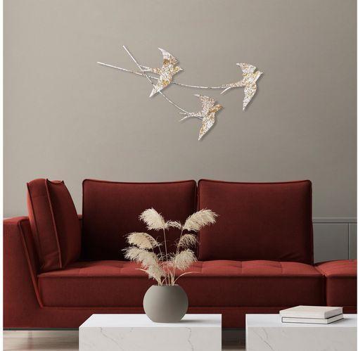 Produktbild Wallxpert Wanddekoration Schlucken Vogel 42 x 70 cm, Metall (42 x 70 cm)