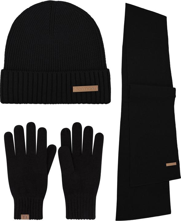 Immagine prodotto Normani Set invernale composto da cappello, sciarpa e guanti in lana merino liscia Yuma - 9623 (Taglia unica)