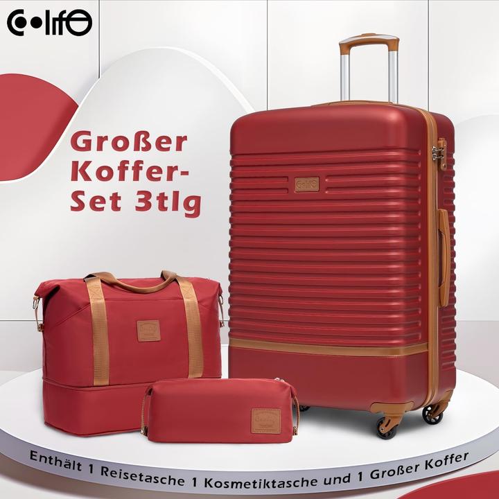 Image du produit Coolife Set de bagages 3 pièces (93 l, Bagage à main (jusqu'à 50l), L (90 - 115l))