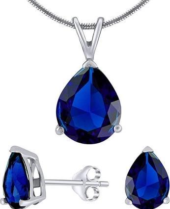 Silvego Women's Jewelry Set Made Of 925 Sterling Silver With Dark Blue Crystal (925 Sterling Silber)