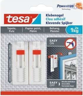 Produktbild tesa Klebenagel für Tapete & Putz, 1kg Halteleistung, höhenverstellbar, spurlos ablösbar