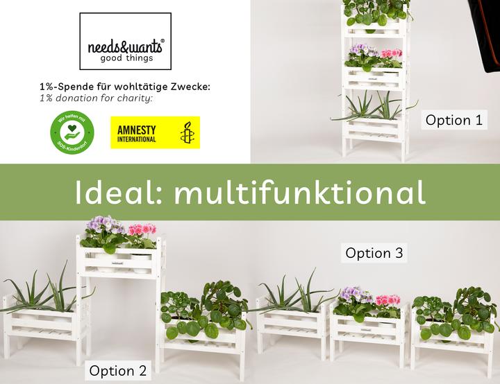 Image du produit Needs&Wants Multi-Pflanzenständer "Placy1" mit 3 Kästen, Fichte (weiss)
