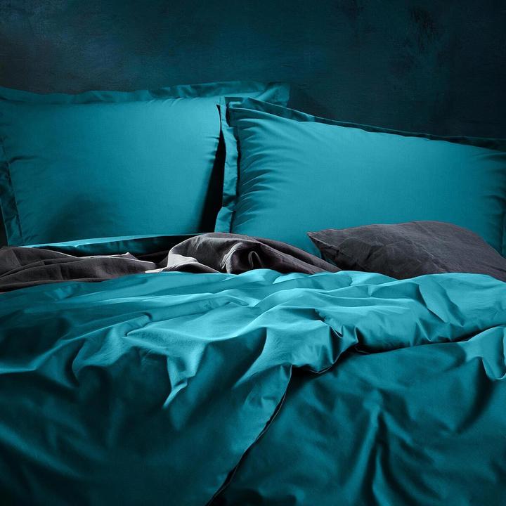 Produktbild Lorena Uni Mako-Satin Bettwäsche Classic Stehsaum (Bettwäsche Set, 155x220 cm + 80x80 cm)