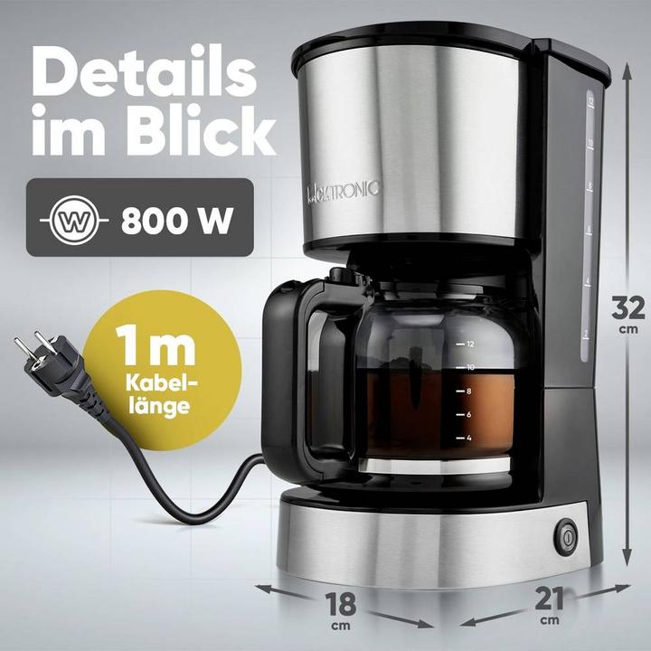 Produktbild Clatronic KA 3808 Kaffeemaschine Edelstahl Fassungsvermögen Tassen=12 Warmhalte (EU-Stecker)