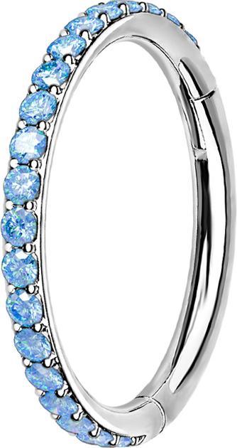Actual product image Star Piercing Micro segment ring hinged silver side crystals aqua (Surgical steel 316L, without brass)