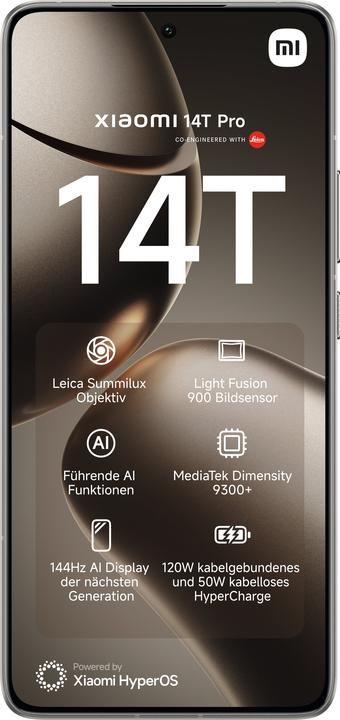 Actual product image Xiaomi 14T Pro (512 GB, Titan Gray, 6.67", Dual SIM, 50 Mpx, 5G)