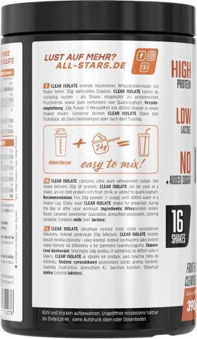 Produktbild All Stars Clear Isolate Whey Protein (390g Dose) (Ice Tea Mango Pfirsich, 1 Stk., 400 g)