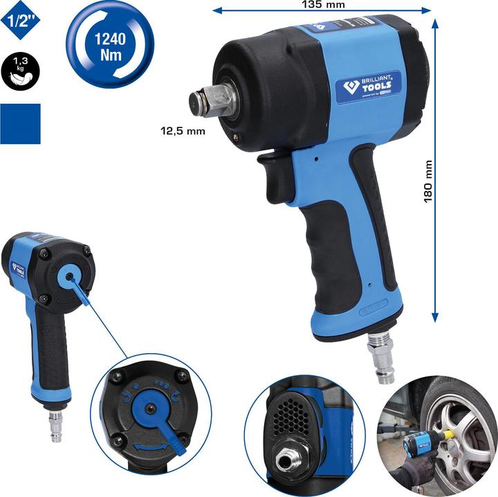 Image du produit Brilliant Tools 1/2 mini clé à chocs pneumatique BT160400