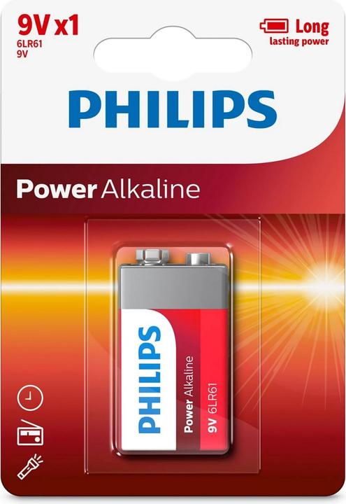 Philips Power Life 6LR61P1B - Batterie 9V - Alkalisch (1 Stk., 9V Block)