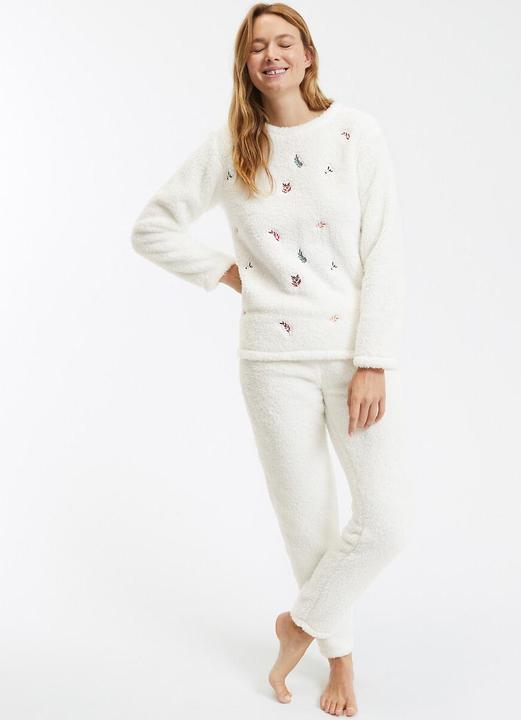 Produktbild La Redoute Collections Pyjama aus Fleece mit Blätterstickerei (42)