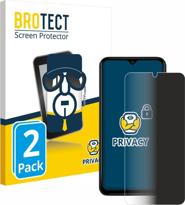 Productafbeelding BROTECT Anti-spionnetje privacyfolie Beschermfolie tegen blauw licht (2 Stuk, Wiko Y62 Plus)