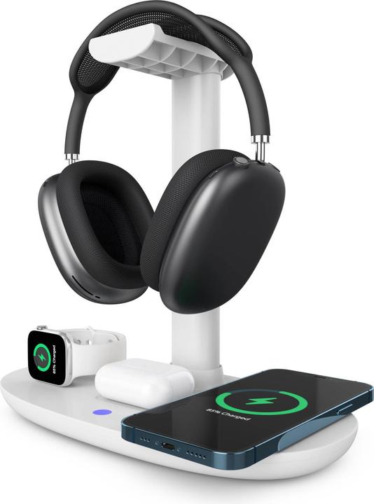 Actual product image PhoneLook Station de charge 4 en 1 moderne 30W sans fil avec support casque pour AirPods Max, iPhone, Apple Wa (15 W)