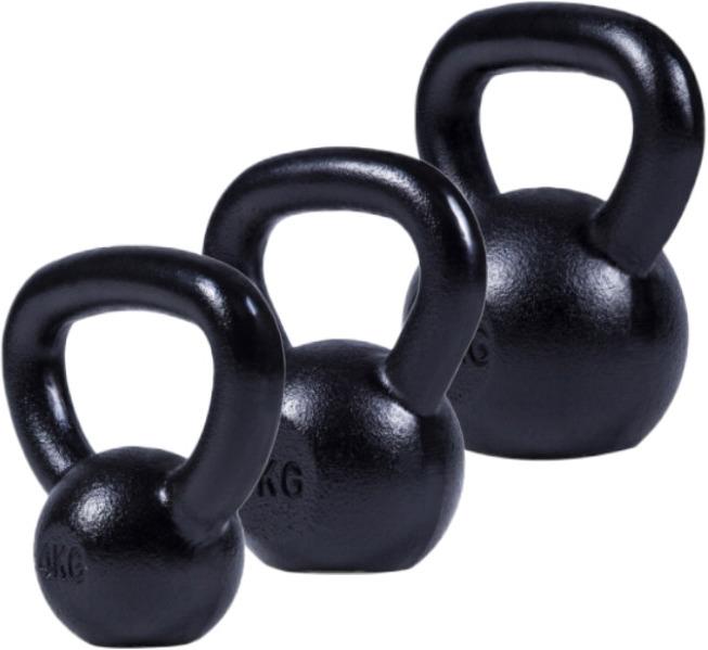 Immagine prodotto Gorilla Sports Kettlebell set 4 kg, 8 kg, 12 kg nero 24 kg (3 x 4 kg, 3 x 12 kg, 3 x 8 kg)