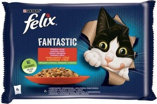 Image du produit Nestlé FELIX sachet 4x85g GOÛT FANTASTIQUE LOCAL AVEC LÉGUMES en gelée /12 (Adulte, 4 pcs, 340 g)