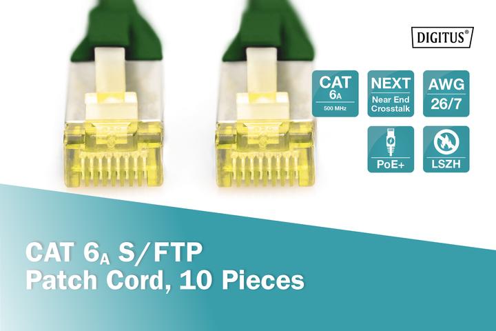 Produktbild Digitus CAT 6A S/FTP Patchkabel, 10 Stück (S/FTP, CAT6a, 0.50 m)