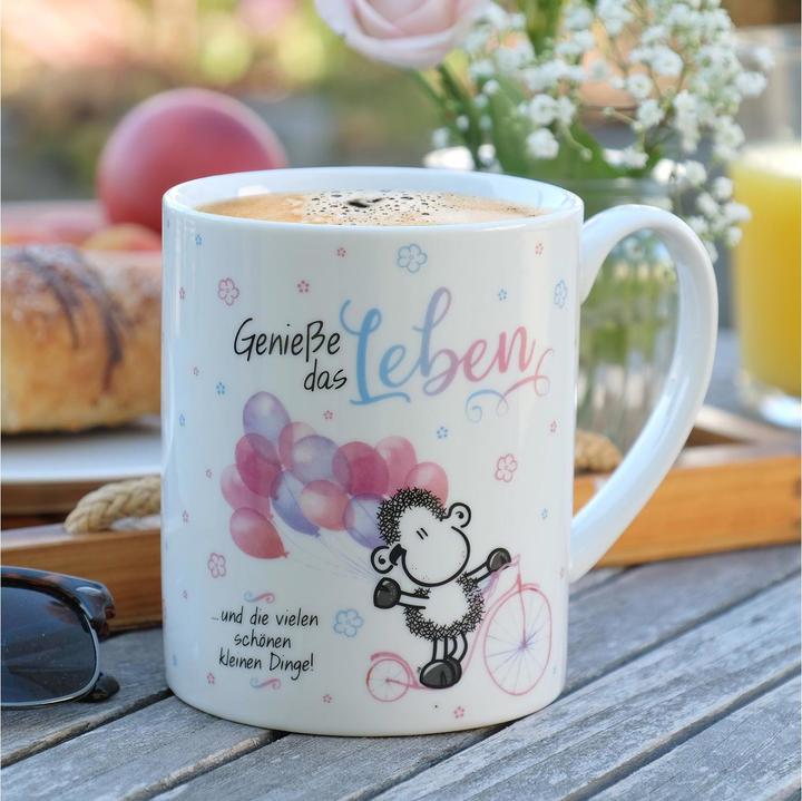 Produktbild Sheepworld Kaffeetasse Geniesse das Leben 600 ml, 1 Stück, Weiss (600 ml, 1 x)