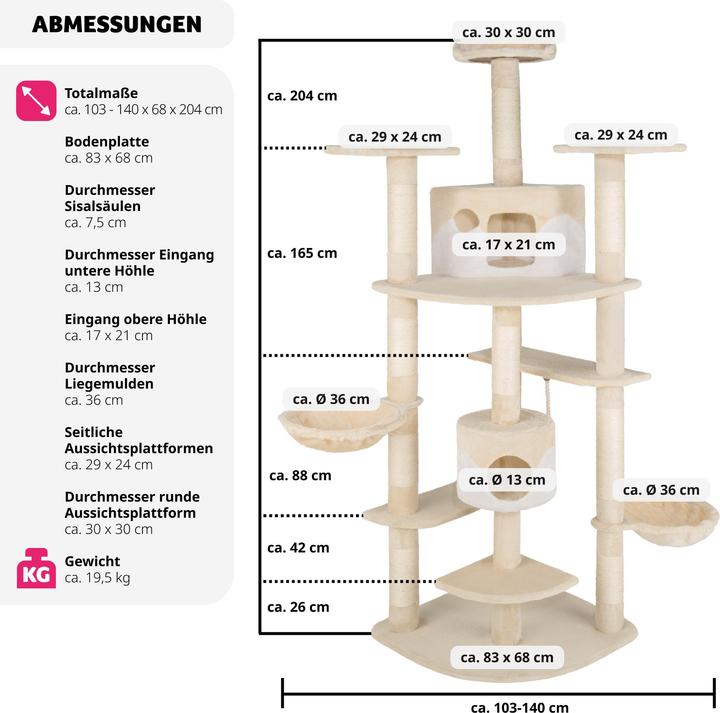 Produktbild tectake Nelly (204 cm, Beige, Weiss)