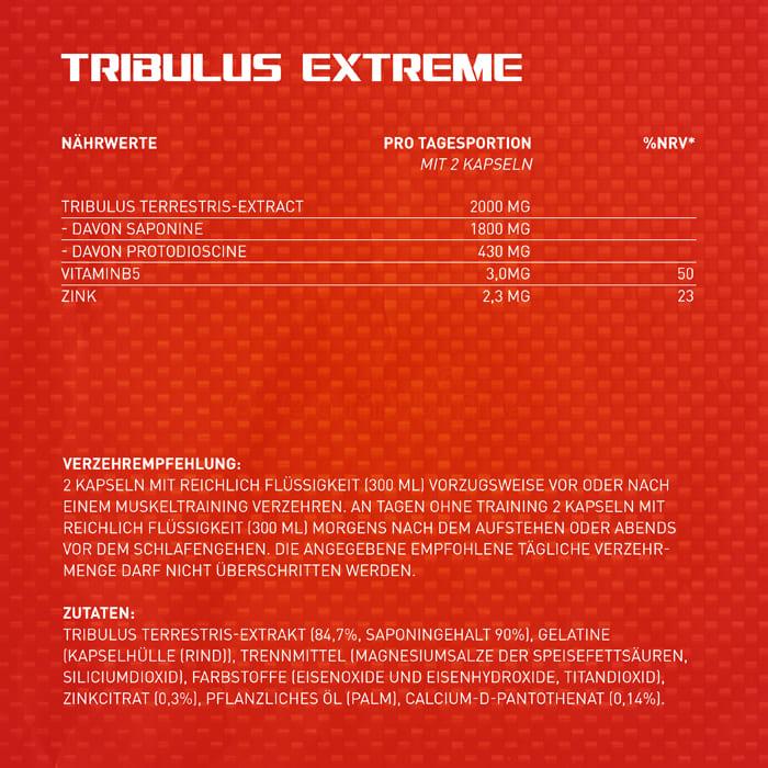 Valeurs nutritives et ingrédients My Supps 100% Tribulus Terrestris (180 pièce(s), Capsules, 167 g)
