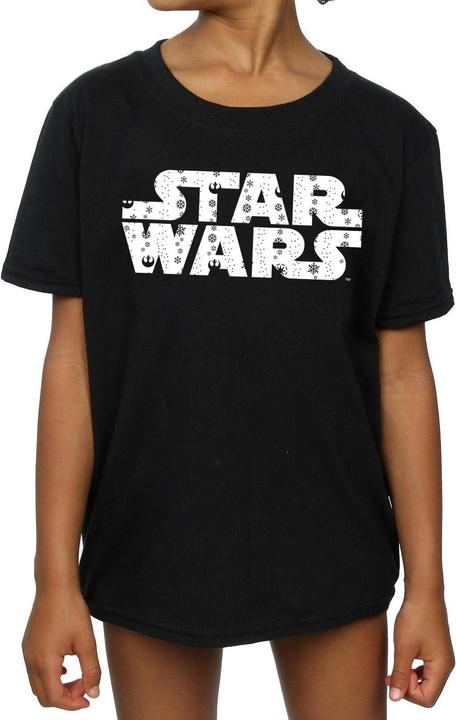 Actual product image Star Wars Girls Christmas Logo Cotton T-Shirt (140, 146)
