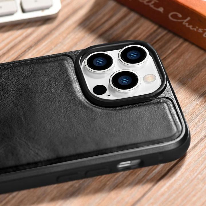 Image du produit iCarer Leather Oil Wax case for iPhone 14 Pro Max leather case black (WMI14220720-BK) (Apple iPhone 14 Pro Max)
