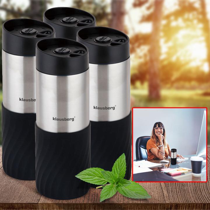 Image du produit Klausberg Lot de 4 mugs isothermes à double paroi, 420ml, noir (0.42 l)