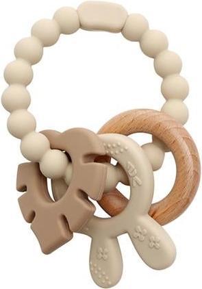 Produktbild Imagetoys Magni - Teether bracelet, silicone with wooden ring leaves and bunny-ears appendix - Beige (5577) (Silikon)