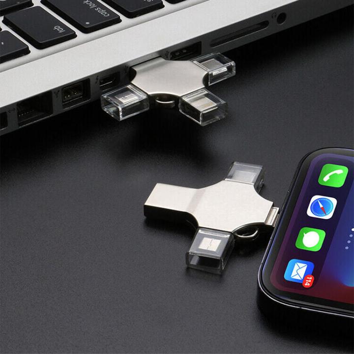 Image du produit Hermex Clé USB 4 en 1 Clé Lightning Clé de données Lecteur flash USB Drive (128 Go, USB-C)