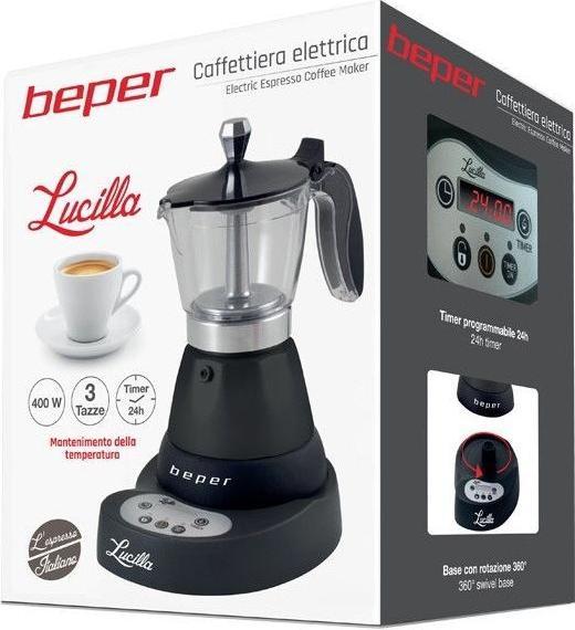 Immagine prodotto Beper BC.041N- macchina da caffè espresso elettrica- 3 bicchieri da caffè