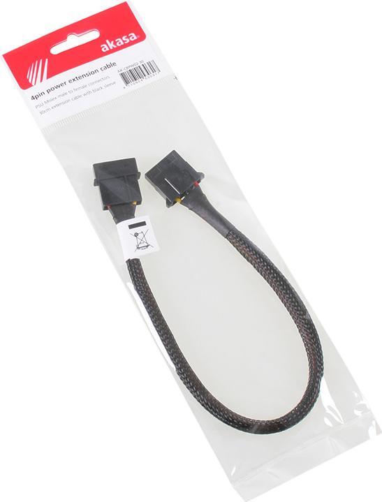 Actual product image Akasa 4-pin Molex extension sleeved - 30cm black