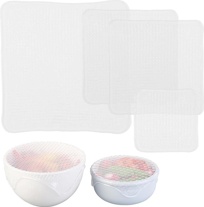 Produktbild Rosenstein & Söhne 4er-Set wiederverwendbare Silikon-Frischhaltefolien, 3 Grössen (4 x)