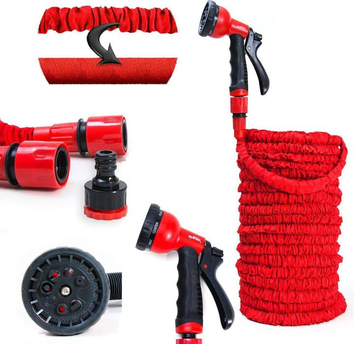 Immagine prodotto Grafner 1/2" Tubo flessibile da giardino 30 metri rosso con doccia a 10 funzioni (30 m, 12.70 mm)