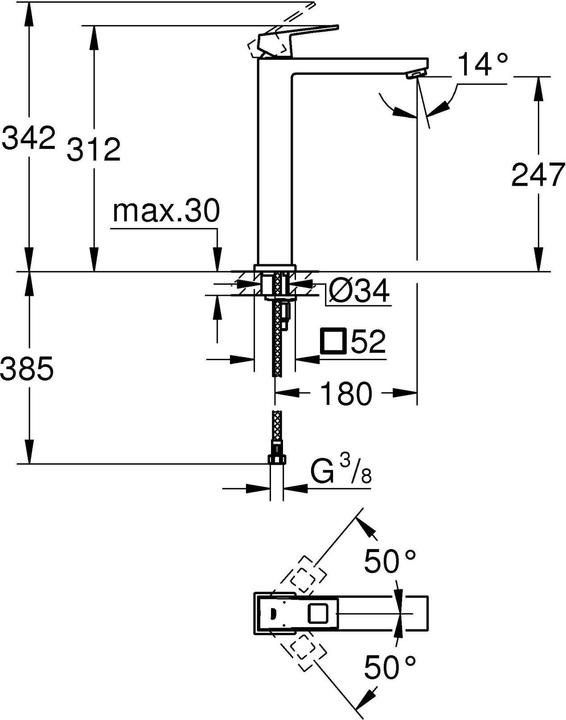 Produktbild Grohe Eurocube Einhand-Waschtischbatterie XL-Size